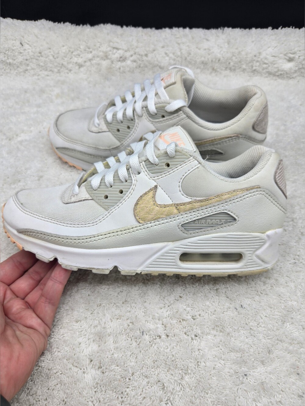 Nike Air Max 90 SE White Safari Womens Summit Light Bone cv8824-100 Size 7.5